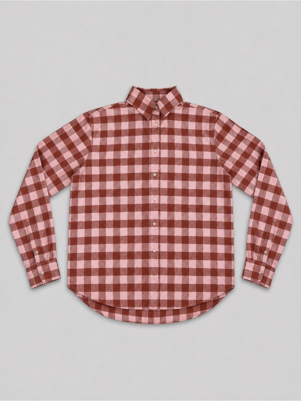 Checked Button-Down Shirt Jacket - Rust/Pink - Picture 2 of 10
